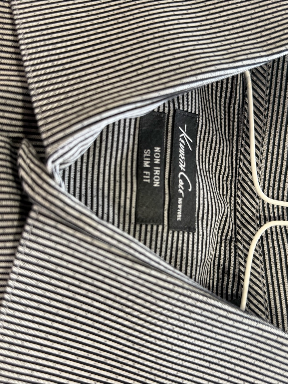 Kenneth Cole New York Black and White Pinstripe Slim Fit Dress Shirt